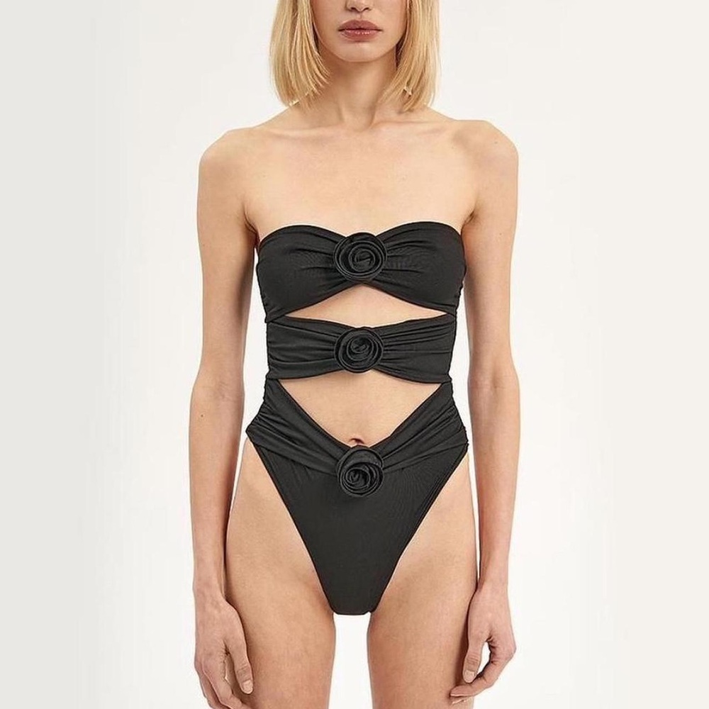 One piece rose black swimsuit same swim vibe